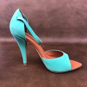 REBECCA MINKOFF Mint Green Suede Ankle Strap Pumps
